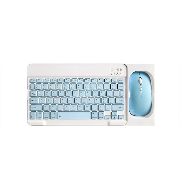 Bluetooth Keyboard and Mouse Combo - 10-inch Bluetooth Keyboard and Two-Way Mouse (Rechargeable) with Case: Sky Blue