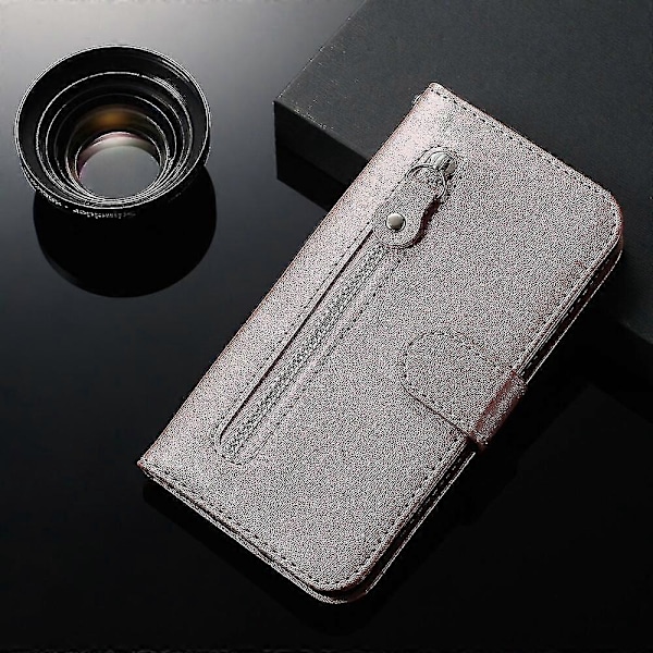 Plånboksfodral för Xiaomi Mi 11 Lite, premium PU-läder magnetisk stängning kortfack stativ dragkedjeficka mjukt TPU flip-fodral - Rosa