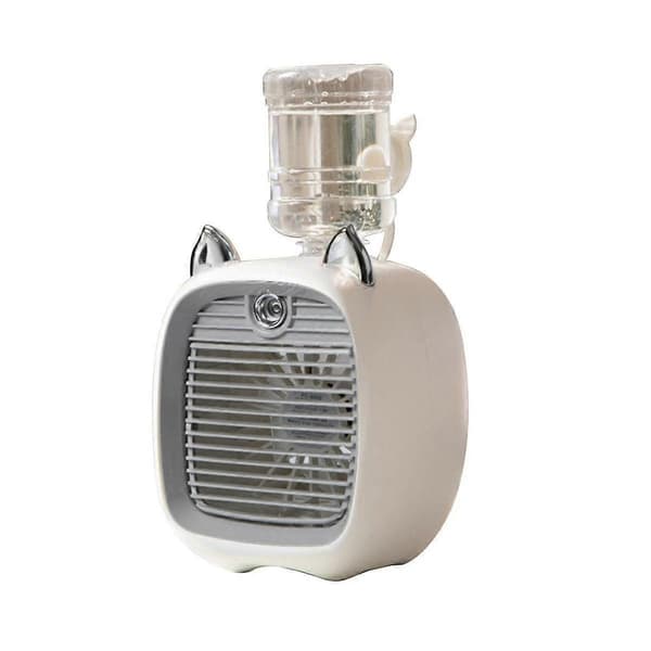 Vand Luft Konditioneringsventilator, Mini Ventilator, USB Ventilator, Bord Turbo Spray Luftfugter Køler Grå & Hvid