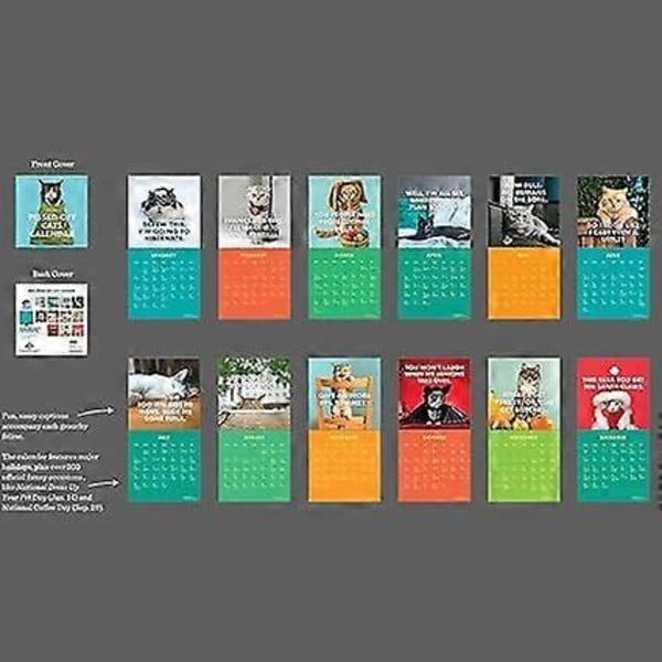 2024 Argsinte Katter Kalender, Rolig Katt Väggkalender, Söta Månadskalendrar, Kreativ Kalender Katt Hängande Kalender för Nyår, för Kattälskare