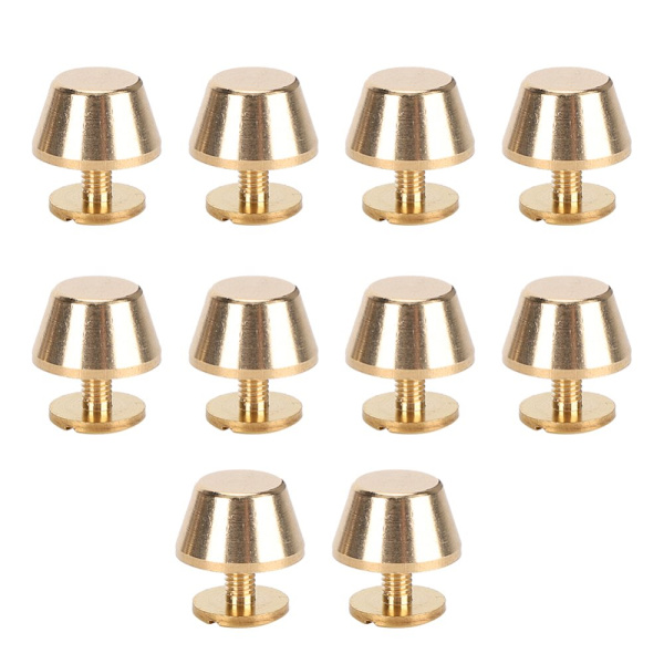 Flat Brass Rivets for Leather Craft - 10 Pack
