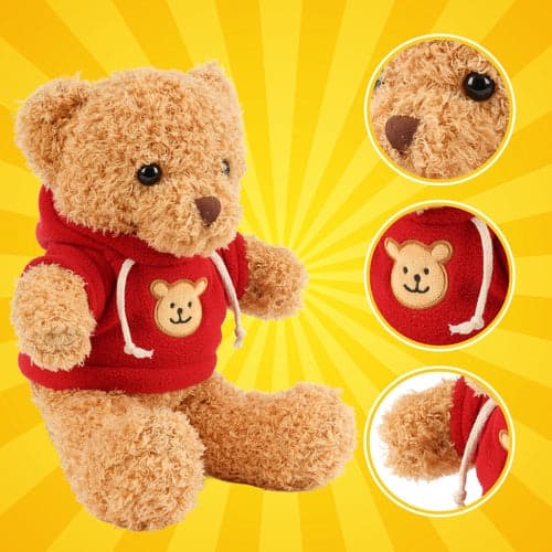 Teddy Bear 30 cm Light Brown with Red Sweater, Cuddly Toy 0+