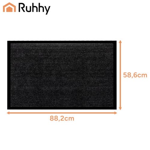 Doormat rubber non-slip PVC bottom black/grey 58.6x88.2 cm