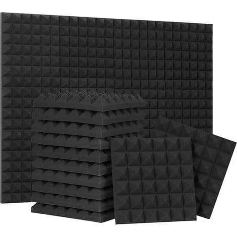 Pyramideformet lydisolerende skumpolstring behandlingspanel, 30x30x2,5 cm, 24 pakker, til basisolering