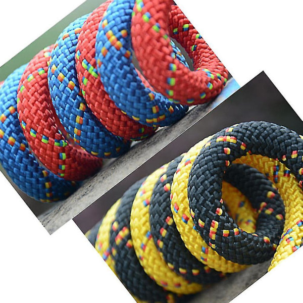 Multifunktionelt Udendørs Klatretov Gul Farve 1 / 1 Meter Lang / 14mm Tykkelse + 2 Syknapper + 2 Kroge