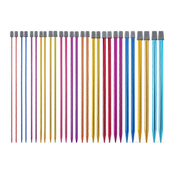 14 stk. strikkepinde i rustfrit stål, spidse pinde, strikke- og hækleudstyr til begyndere, håndlavet (2-10 mm) 35 cm