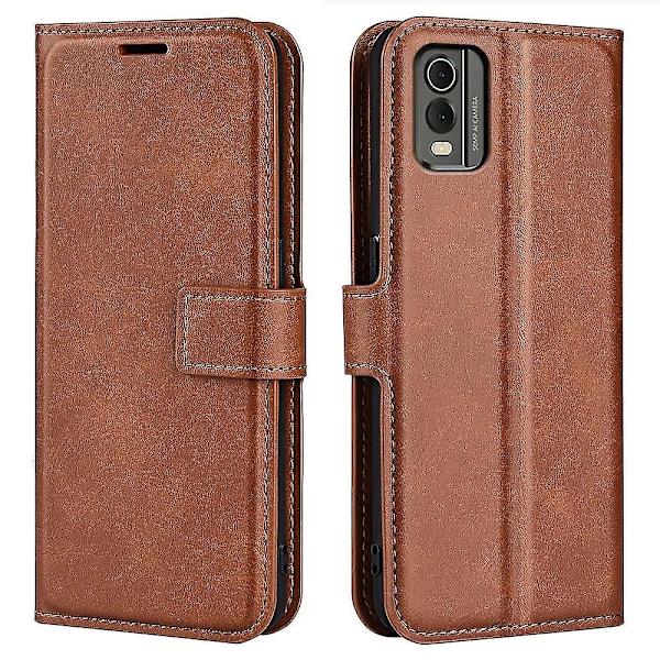 Til Nokia C32 Stand Shell Wallet Firkantet Magnetisk Lukning Pu Læder Kalvetekstur Telefon Cover
