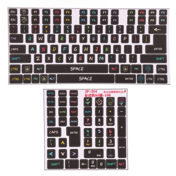 PVC Keyboard Stickers - Decorative Keyboard for Desktop Computer with 84-108 Keys