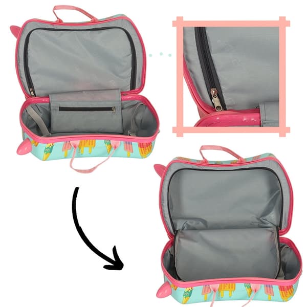 Children's Suitcase on Wheels 45 cm with Sitting Function and Ice Cream Motif