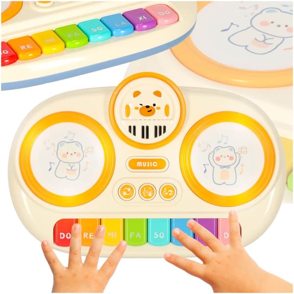 Interactive children's piano with lights and drum sounds, battery-powered 12m+