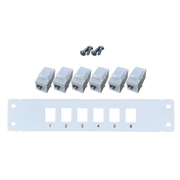 Ethernet Patch Panel Cat5e 6 Port RJ45 Vegg- og Rackmontering Keystone Jack Modul