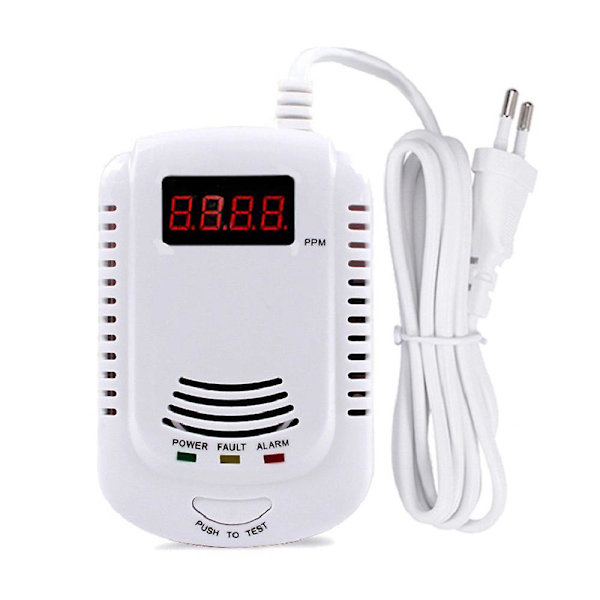 Läckagedetektoranalysator Kolmonoxid Sensor LCD Digital Display Naturlig 2 i 1 Larmsystem,EU