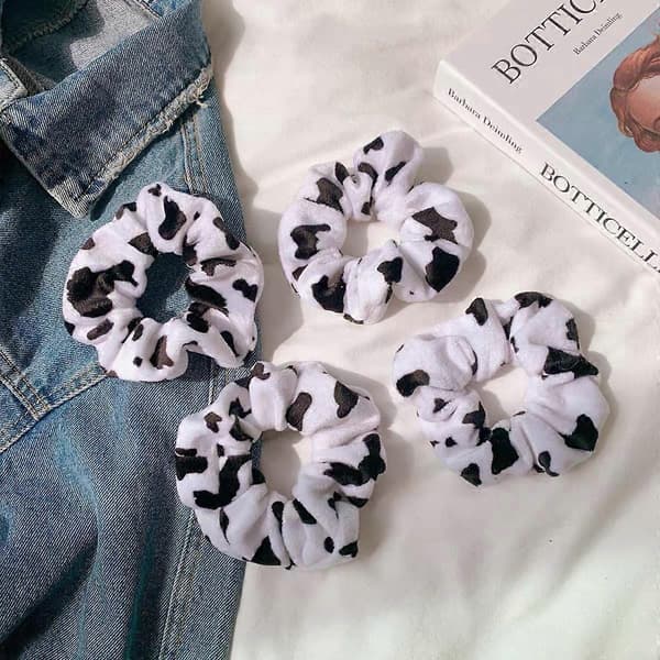 5 stk. Ko Hår Elastikker Fløjl Elastisk Scrunchie Hårbånd Elastisk Hår Scrunchie Hovedbeklædning til Piger Kvinder