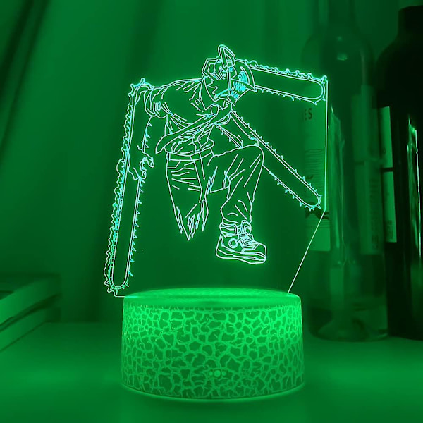 3D LED Lampe Anime Chainsaw Man Til Soveværelses Dekoration Natlys Børnefødselsdagsgave Manga Chainsaw Man LED Natlys Sengelampe