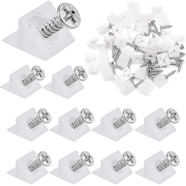 80 Pieces Drawer Brace Reinforcement Repair Wedges, Drawer Stabilizers, Corner Plastic Wedge With Screws, For Cabinets, Drawers (white)