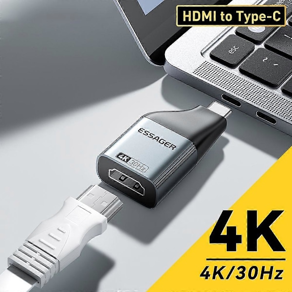 Type A ESSAGER HDMI - Type-C 4K 30Hz videoadapteri, alumiiniseosmuunnin