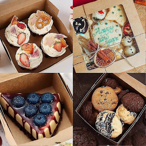 Cupcake Æsker 4 Huller. 20 Pak Kraft Papir Cupcake Æsker Med Vindue Og Indsatser