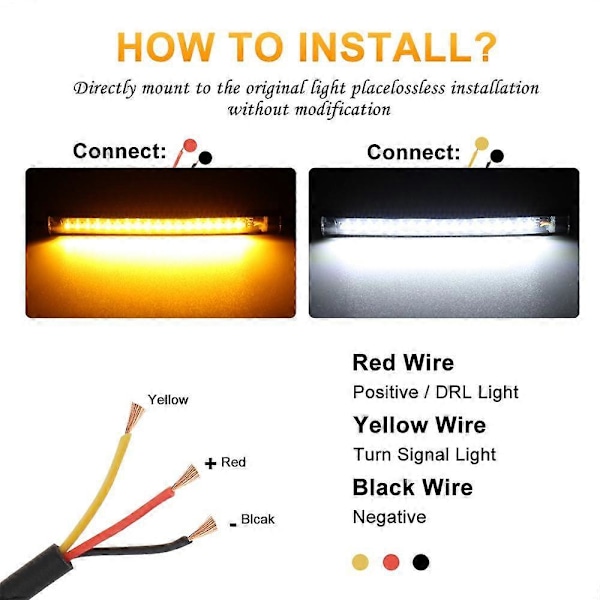 1 stk. Universal LED Motorcykel Blinklys & DRL Amber Hvid Moto Blinklys Ring Gaffel Strip Lampe Blinkende blinker 12V