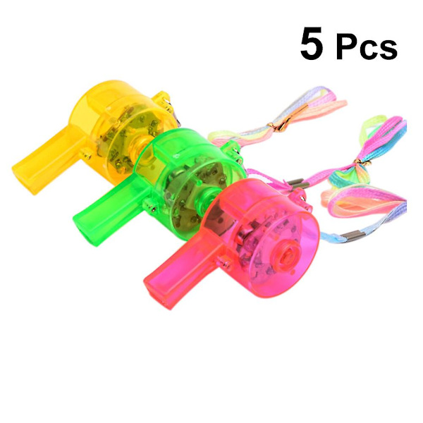 5-pack Blinkande Ljusupplyst Visselpipa Rolig Glow-in-the-Dark Visselpipa Leksak för Fest Rave Bar Konsert (slumpmässig färg)