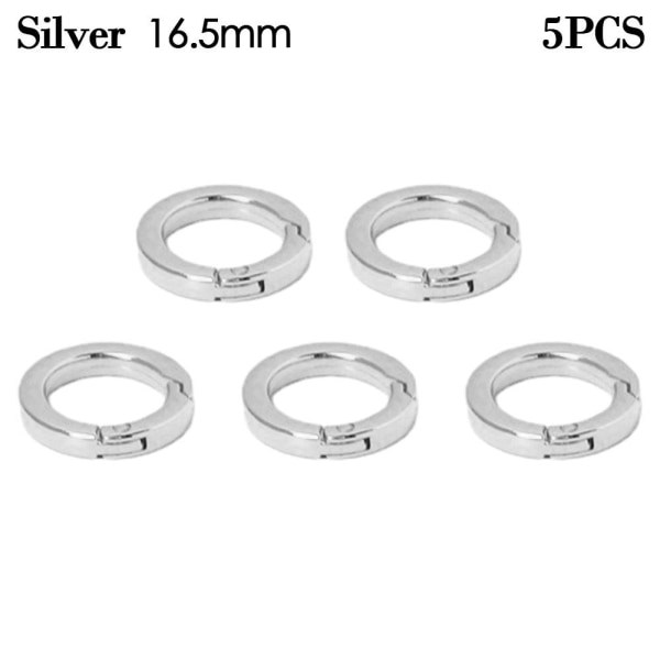 5 stk Fjeder O-Ring Spænder Karabinhager Håndtasker SØLV Sølv 16.5mm