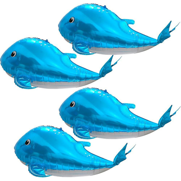 Søde 4D Hval Balloner Under Havet Dekorationer Ocean Balloner, 4 Pakke Kæmpe 37'' Hval Formet Mylar Folieballoner Havdyr Balloner Fisk Balloner B