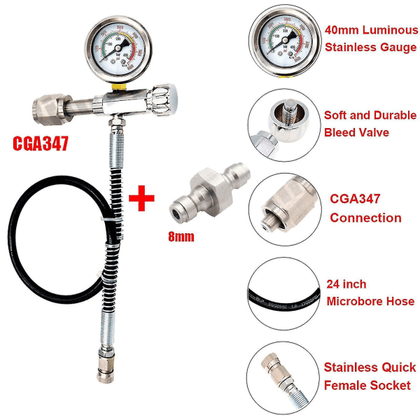 Cga347 Paintball Fyllingsstasjonsett Pcp Scba Lading Påfyllingsadapter Med Slange Sett