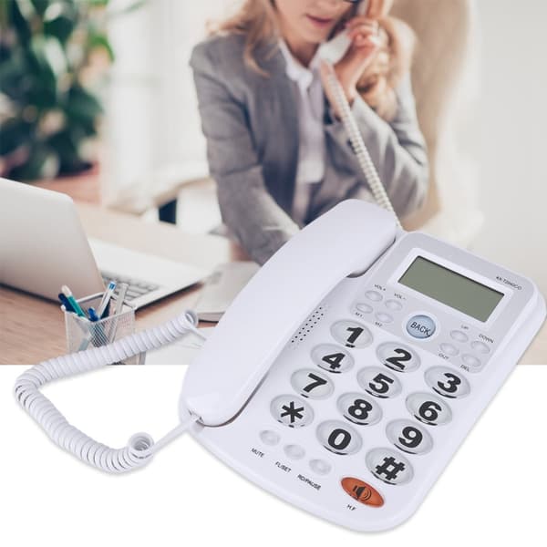 Corded Phone with Caller ID and Speakerphone for Home Office (White)