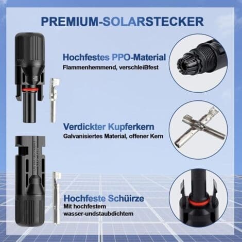10 par MC4 Solcelleforbindelse Fotovoltaisk, PV Han/Hun-forbindelse, Dobbelt Ring Vandtæt Forsegling, til Fotovoltaisk Solpanelkabel A