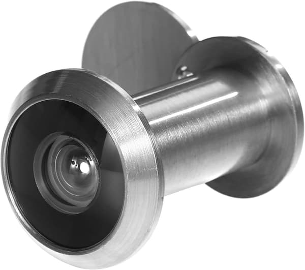 Dørkigger i rustfrit stål, dørkigger til montering i 35-55 mm dørblad i 200° vinkel, med glasafdækningsroset, kighul dørkigger