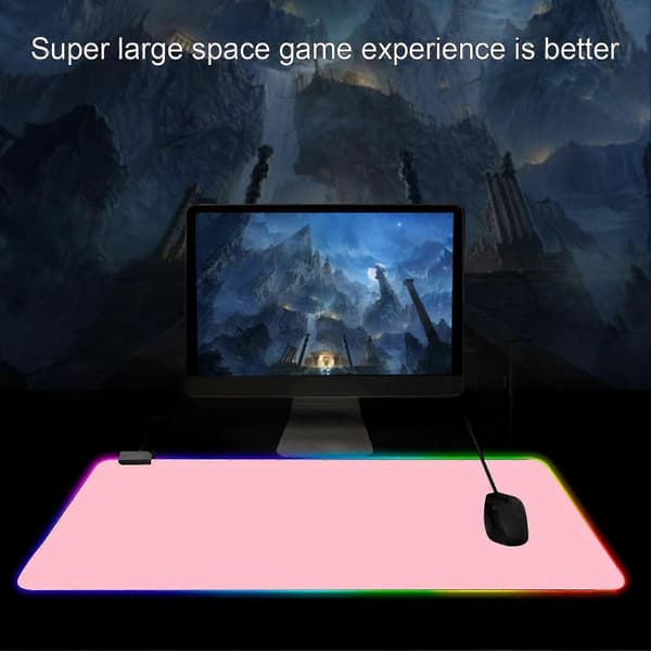 Farverig Lysende RGB-lyseffekt Stor Størrelse Skridsikker Computer Tastatur LED Musemåtte til PC