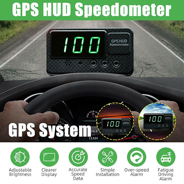 Digital GPS Speedo Speed HUD Head Up Display Hastighetsmåler Universal KMH MPH