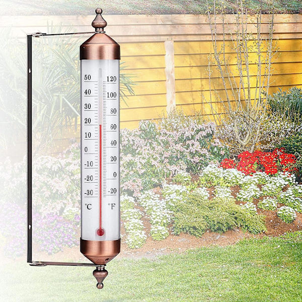 Väggmonterad termometer, 10\" dekorativ inomhus- och utomhustermometer - Stora utomhustermometrar för uteplats trädgård växthus, inga batterier behövs (bro
