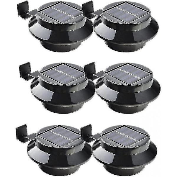 6-pack Solcellsdrivna LED-lampor för Takränna, Staket, Tak, Trädgård, Gräsmatta, Vägg, Svart Hk