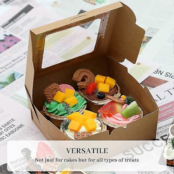 Cupcake Æsker 4 Huller. 20 Pak Kraft Papir Cupcake Æsker Med Vindue Og Indsatser