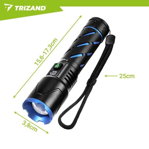 Tactical LED Flashlight 800 lm 200 m Zoom USB-C Rechargeable 5000mAh