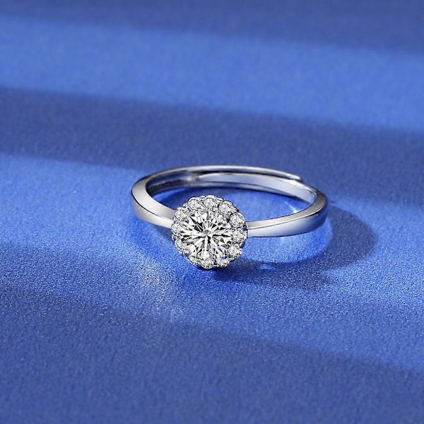 Förlovningsring med spetsdesign, diamantring, karatring, 50 punkter liten diamant, damring med blomknopp, pekfingerring, justerbar stängning