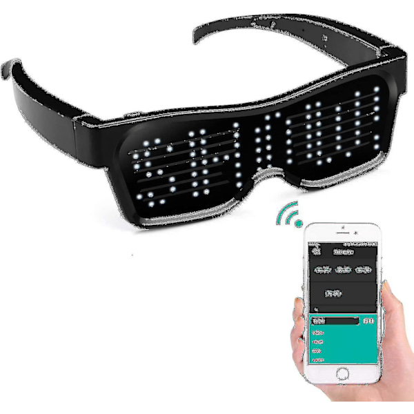 LED-briller med Bluetooth-app, tilkoblet LED-skjerm, smarte briller, DIY, funky briller