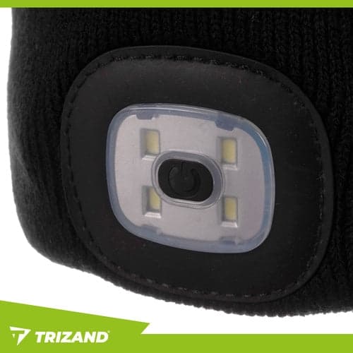 Talvipipo USB-ladattavalla LED-taskulampulla, 3 tilaa, musta, unisex