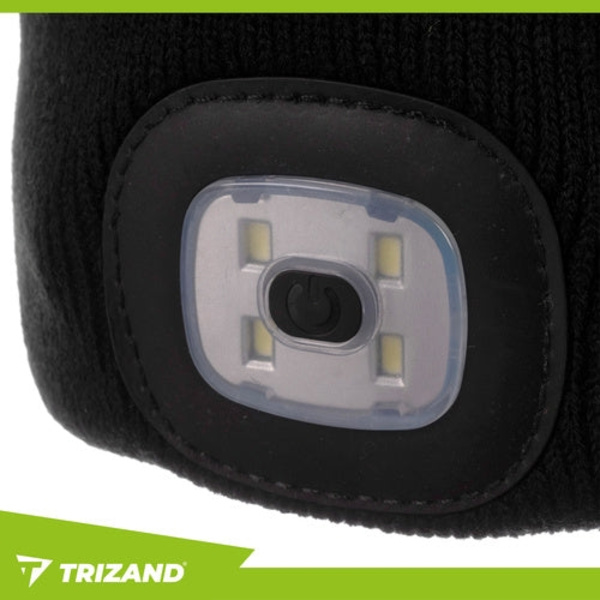 Winter hat with USB-charged LED flashlight 3 modes black unisex