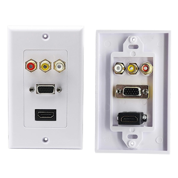 3RCA+HDMI+VGA Väggplatta HDMI Komponent Komposit Ljud Video Laddningsuttag Vägguttag (3RCA & HDMI & VGA) RCA&HDMI&VGA