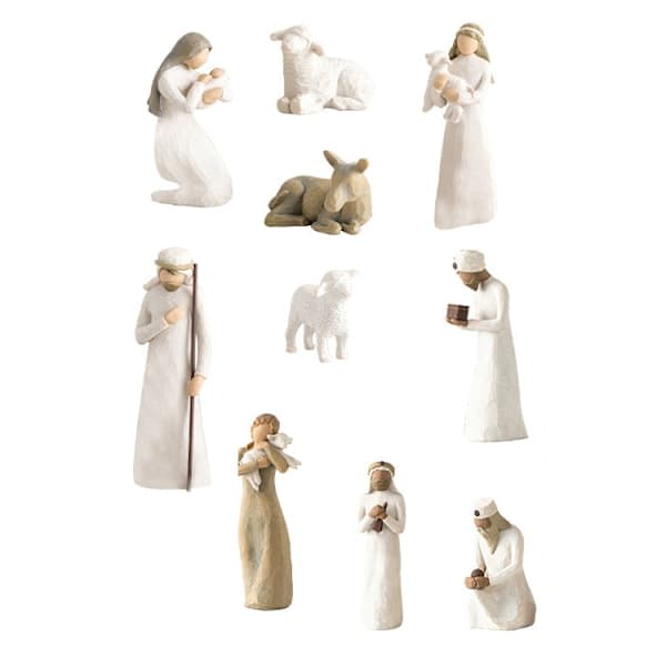 10 stk. Willow Tree Julekrybbe Figur Statue Håndmalet Dekoration Julegave Julepynt Ornament