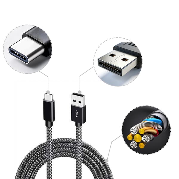USB-A 2.0 til USB C-kabel med 3A hurtigopladning Sort 1 m