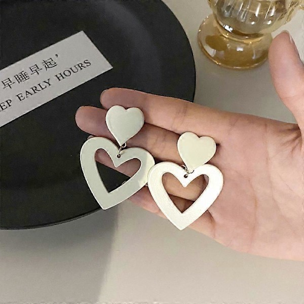 Hjerte Øredobber Kjærlighet Drop Dingle Øredobber Hvite Hjerter Dinglende Øredobber For Kvinner Gaver Valentinsdag