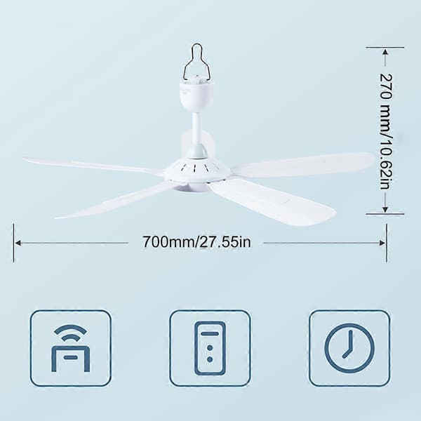 24W Elektrisk Loftventilator 3-Hastigheds Vindniveau Justerbar Ventilatorhastighed 2/4/8 Timers Timer