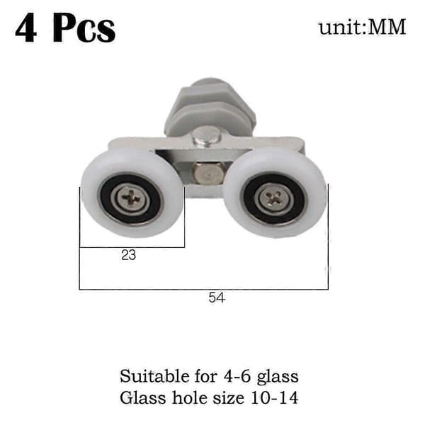 4 X Dubbla Duschdörrsrullar Hjul Glidare 23mm
