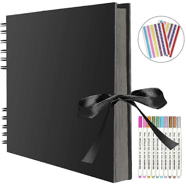 Valokuva-albumi, 80 mustaa sivua, leikekirja, valokuva-albumi, 40 arkkia, 29x21,5 cm