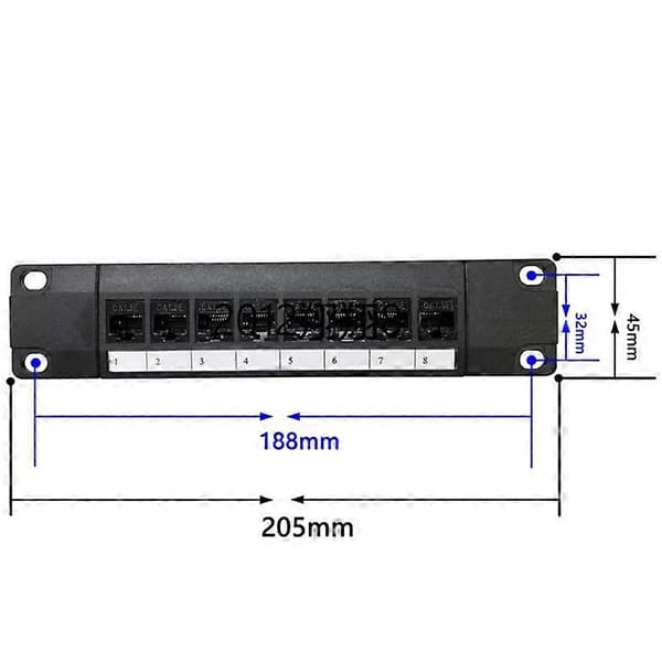 8 Port Straight-Through CAT6 Panel RJ45 Netværkskabel Adapter Ethernet Distributionsramme