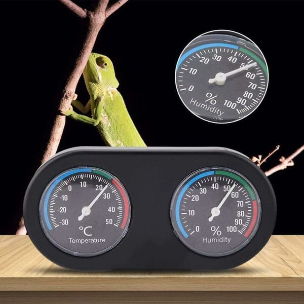 Mini analog temperaturhygrometer, rund form termometerhygrometer til krybdyrtank