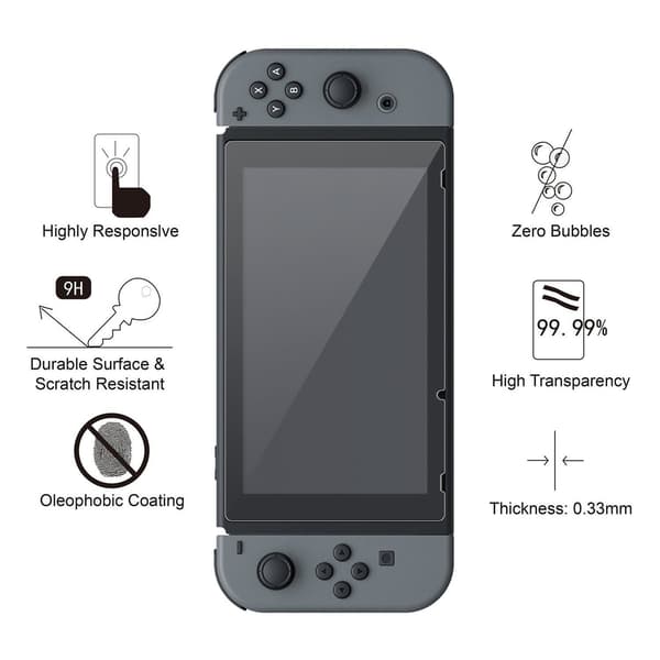 2x Compatible with Nintendo Switch Tempered Glass Screen Protector