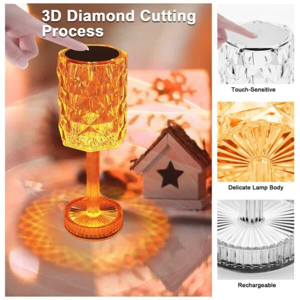 Crystal LED Lamp 16 Colors Remote Control Touch Rechargeable
